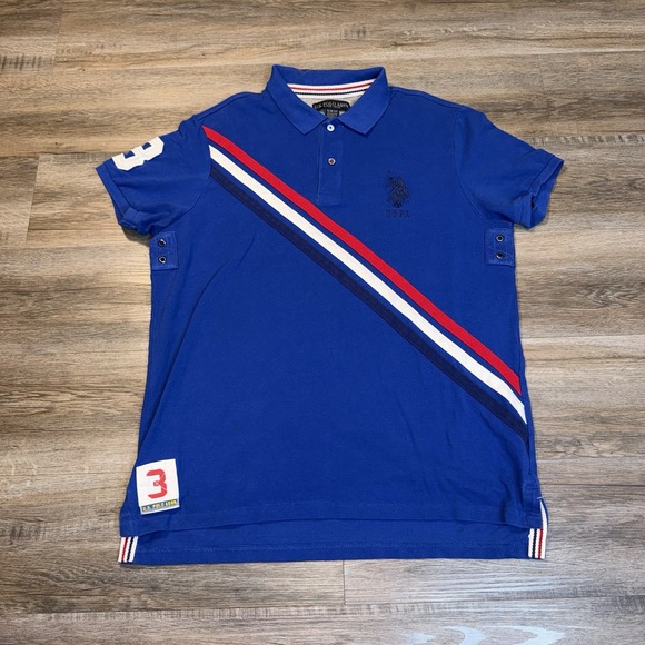 U.S. Polo Association Other - U.S. Polo Association Slim-Fit Shirt Mens XL Blue Polo Red Whit Navy Stripe